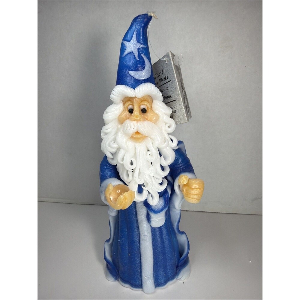 VTG Wizard Wax Works Hand Sculpted Merlin Gandalf holding Orb Candle Celestial